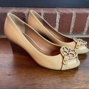 Tory Burch Open Toe Wedge Heels